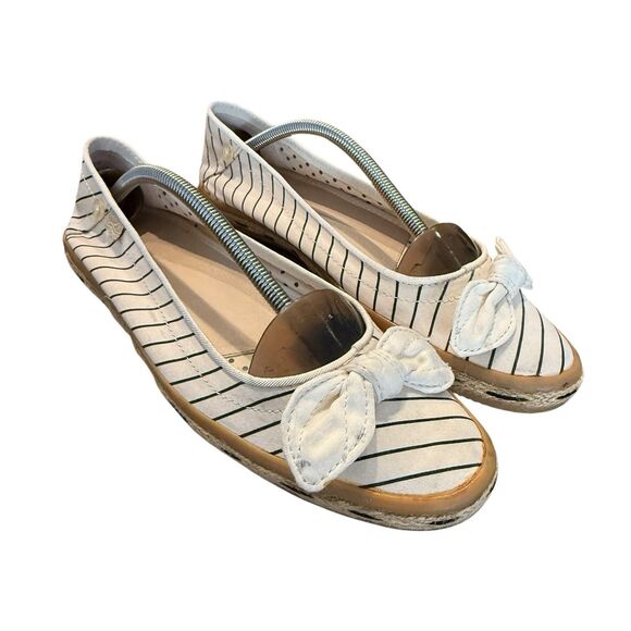 Sperry Top Sider White Black Bow Nautical Preppy Striped Flats Shoes 8.5 M - Picture 2 of 8